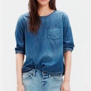 MADEWELL Chambray denim pullover top Women's Size XS in Blue